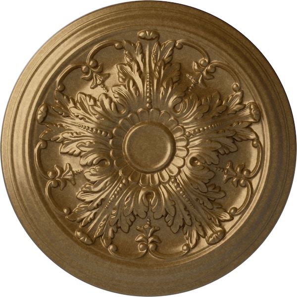 Ekena Millwork Damon Ceiling Medallion (Fits Canopies up to 3 3/8"), Hand-Painted Pale Gold, 20"OD x 1 1/2"P CM20DAPAS - main